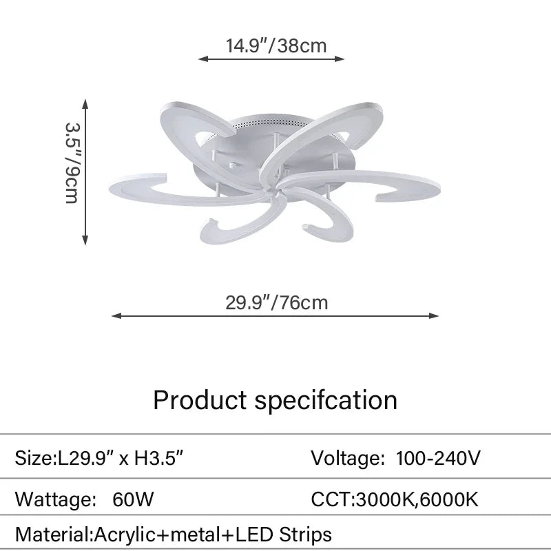 Modern Led Acrylic Ceiling Light Fixture Creative Design Led Chandelier Ceiling Lamps RC Dimming Indoor Lighting Plafon Lustres