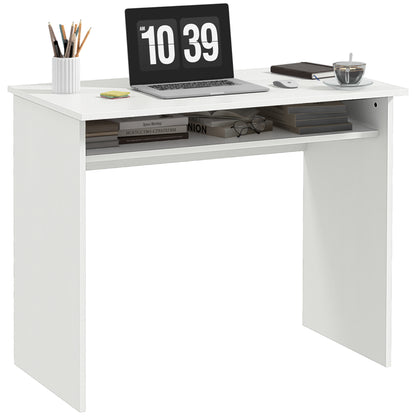 Writing Desk Laptop Table Workstation with Shelf Home Office High Gloss White