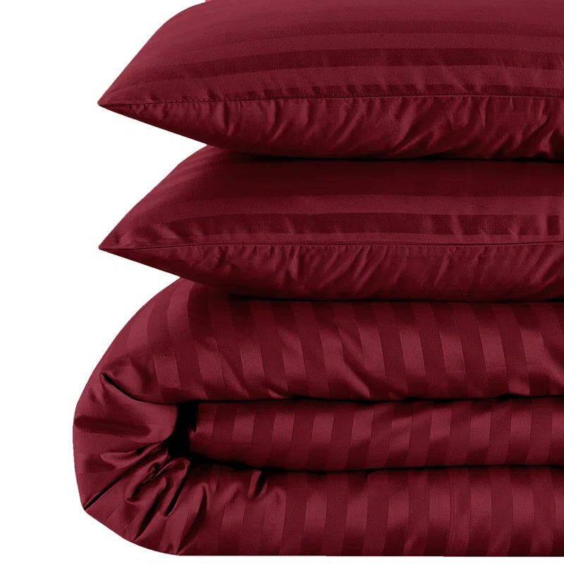 Klarita 250 TC Reversible Striped Microfibre Duvet Cover Set - Silky Soft Bedding with Pillowcases
