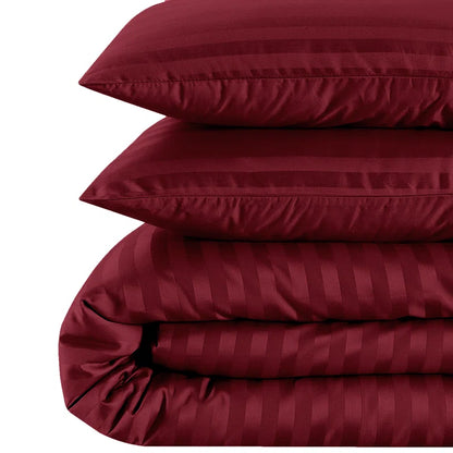 Klarita 250 TC Reversible Striped Microfibre Duvet Cover Set - Silky Soft Bedding with Pillowcases