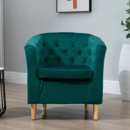 Tarbes Tufted Velvet Barrel Chair - Curved Accent ArmchairTarbes Velvet Barrel Chair