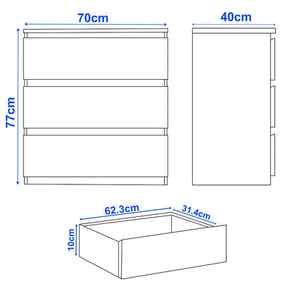 High Gloss Chest of Drawers – Tall & Wide Bedroom Storage Cabinet