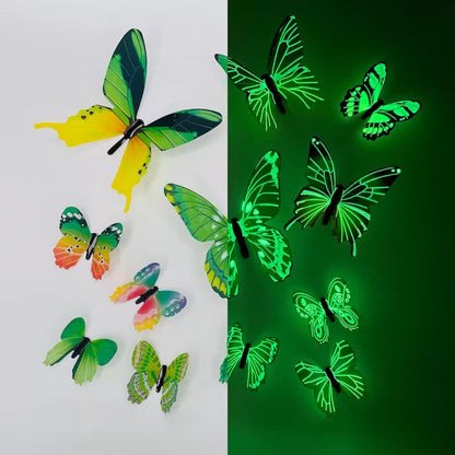 3D Luminous Butterfly Wall Stickers – Glow-in-the-Dark DIY Wall Art (12 Pack)
