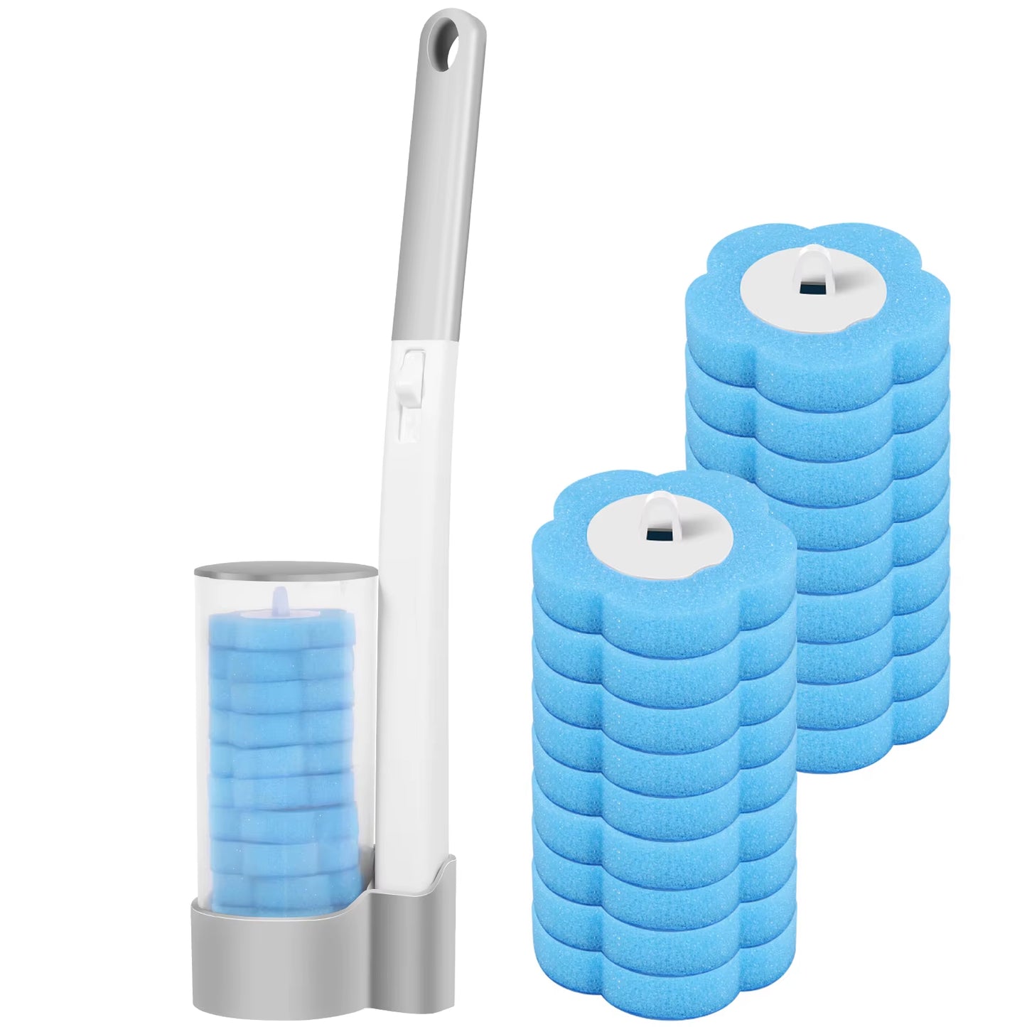 24/72Pcs Disposable Toilet Brush Long Handle Wall-Mounted Wc Cleaning Tool Kit with Replaceable Brush Head Bathroom Accessories
