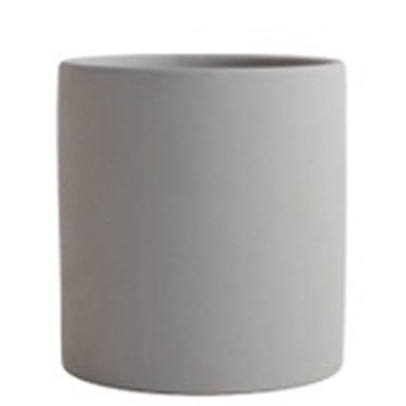 Nordic Ceramic Flowerpot – Cylindrical Succulent Planter with Drainage Tray