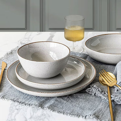 16-Piece Stoneware Dinnerware Set – Light Grey
