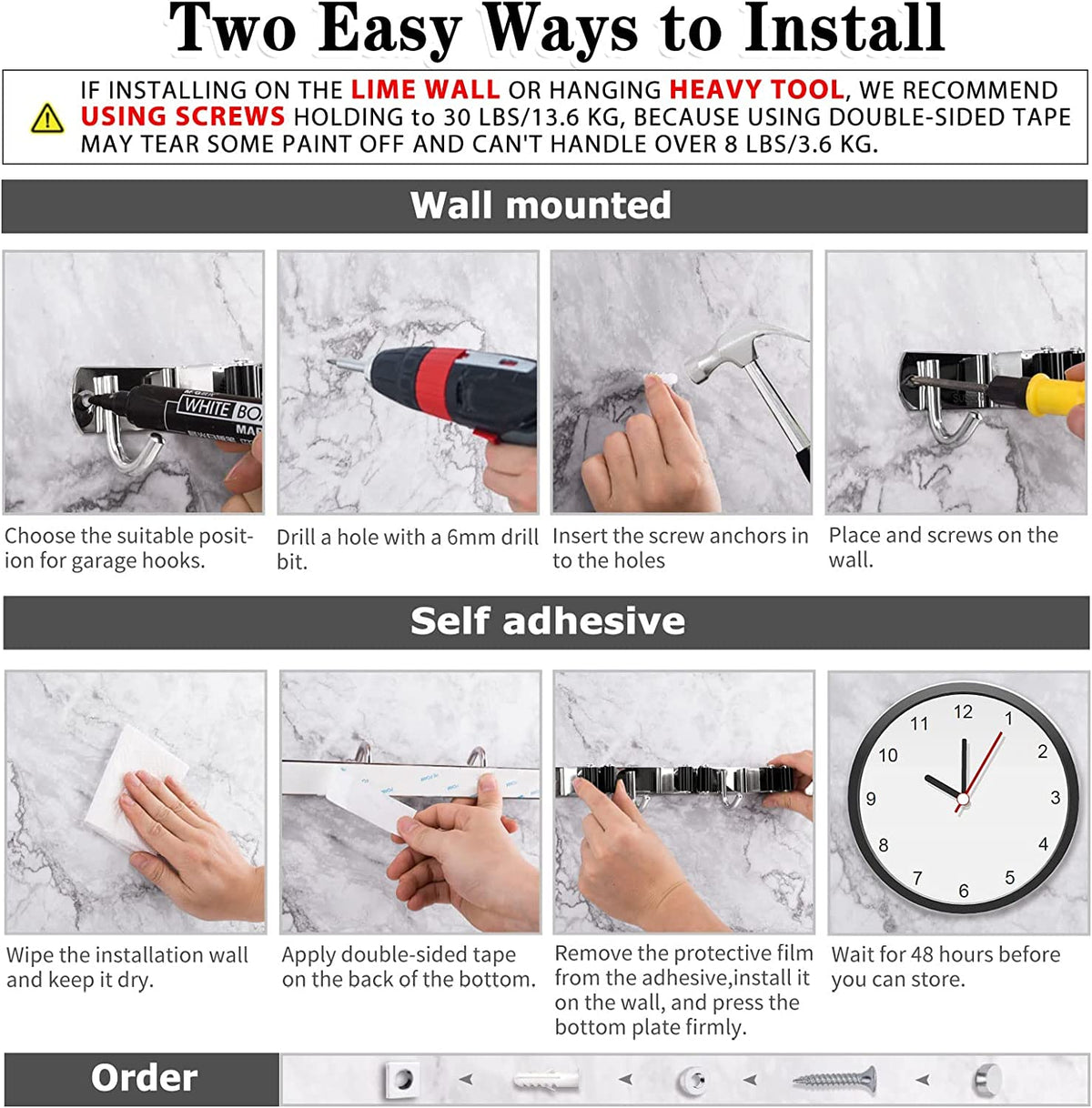 Wall-Mounted Mop & Broom Holder – 9-Slot Stainless Steel Organiser with Hooks