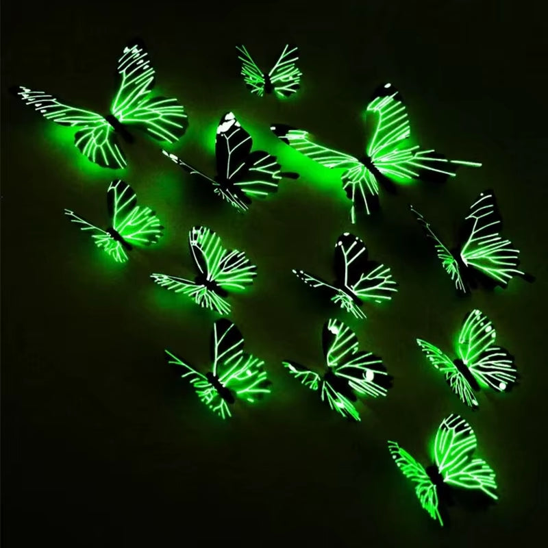 3D Luminous Butterfly Wall Stickers – Glow-in-the-Dark DIY Wall Art (12 Pack)