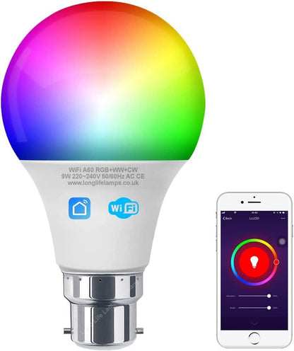 Wifi RGB Smart LED Light Bulb for Apps by Ios Android Amazon Alexa Google Home