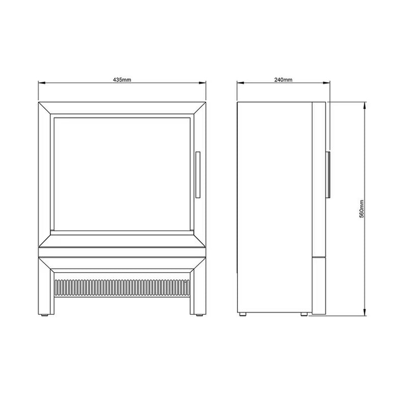 Qube Matt Black Electric Stove Heater - 2kW Freestanding Fireplace with Realistic Flame Effect