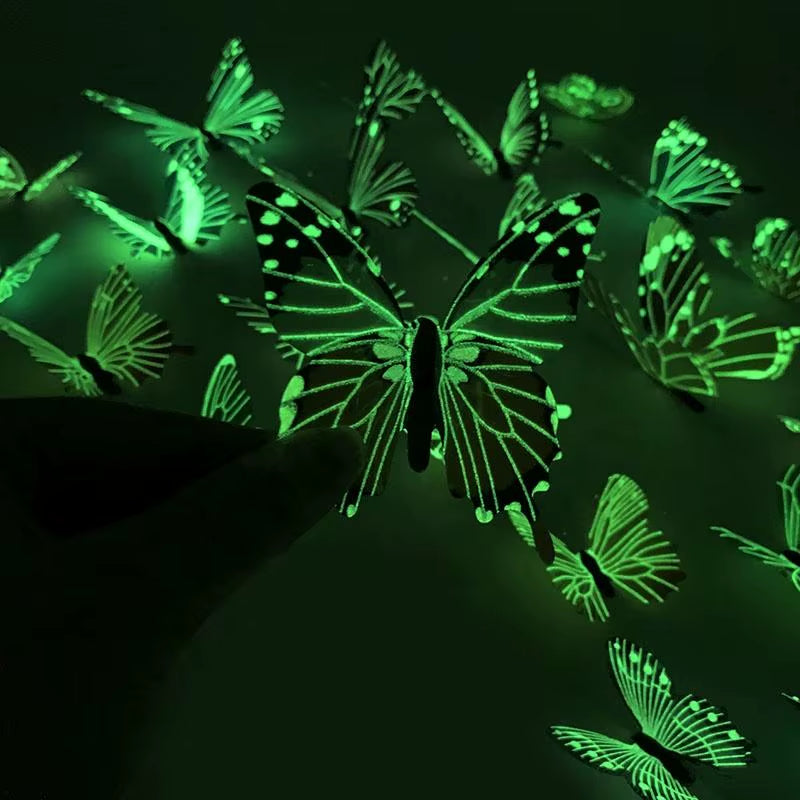 3D Luminous Butterfly Wall Stickers – Glow-in-the-Dark DIY Wall Art (12 Pack)