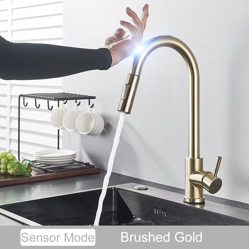 Pull Out Sensor Black Kitchen Faucet Sensitive Touch Control Faucet Mixer for Kitchen Touch Sensor Kitchen Mixer Tap