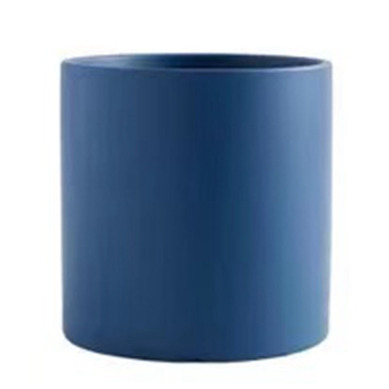 Nordic Ceramic Flowerpot – Cylindrical Succulent Planter with Drainage Tray
