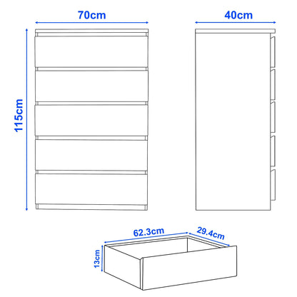 High Gloss Chest of Drawers – Tall & Wide Bedroom Storage Cabinet