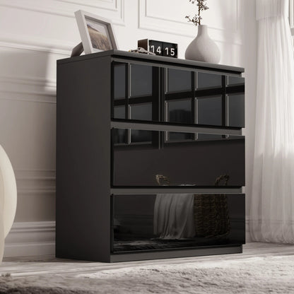 High Gloss Chest of Drawers – Tall & Wide Bedroom Storage Cabinet