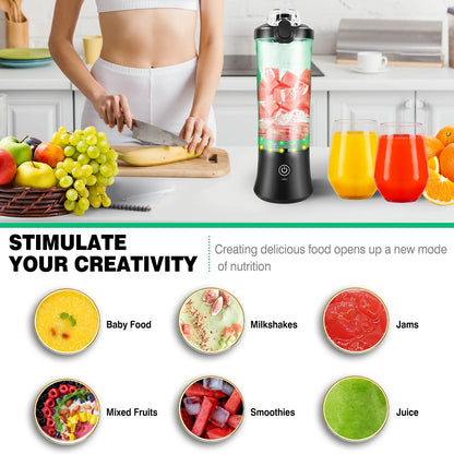 600ml Portable USB Rechargeable Mini Blender - Personal Smoothie & Ice Crusher