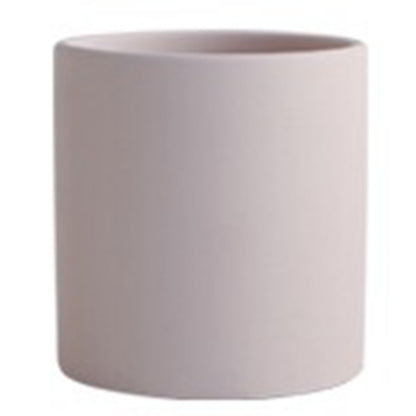 Nordic Ceramic Flowerpot – Cylindrical Succulent Planter with Drainage Tray