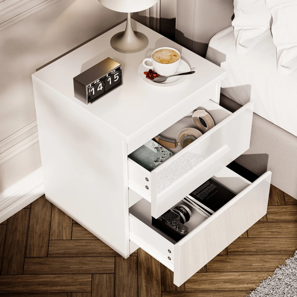 High Gloss Chest of Drawers – Tall & Wide Bedroom Storage Cabinet
