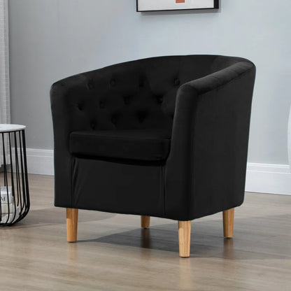 Tarbes Tufted Velvet Barrel Chair - Curved Accent ArmchairTarbes Velvet Barrel Chair