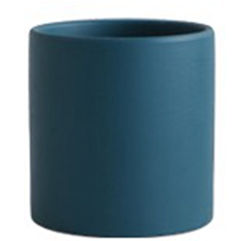 Nordic Ceramic Flowerpot – Cylindrical Succulent Planter with Drainage Tray